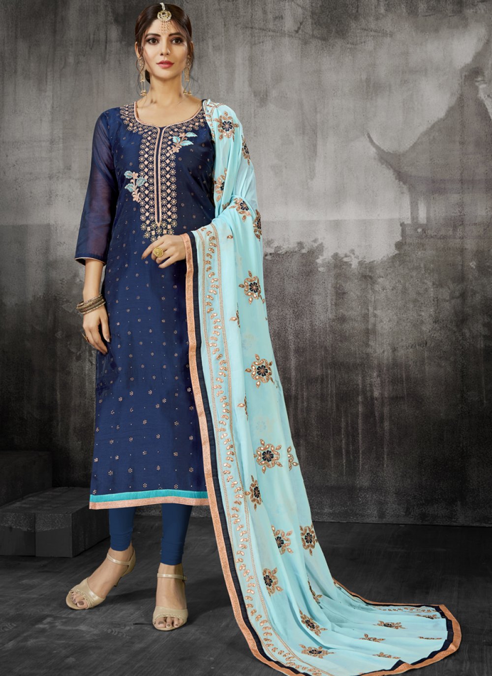 blue churidar models