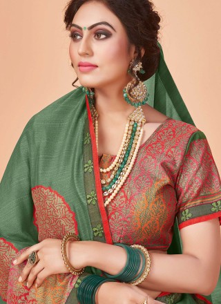 Silk Embroidered Green Trendy Saree