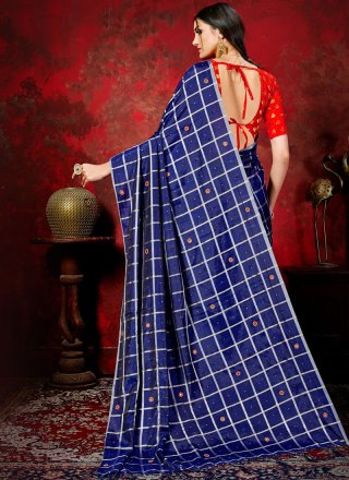 Silk Mirror Navy Blue Trendy Saree