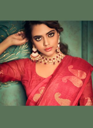 Silk Red Weaving Traditional Designer Saree