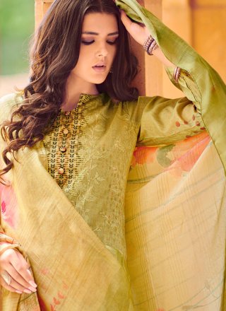 Silk Resham Green Palazzo Designer Salwar Suit
