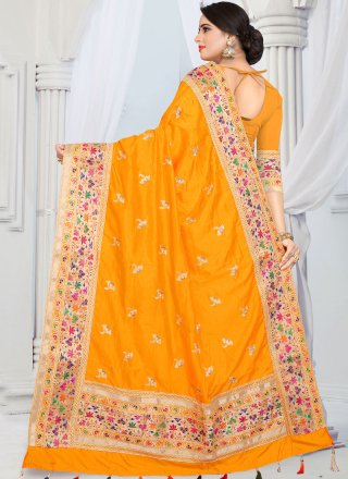 Silk Yellow Designer Saree