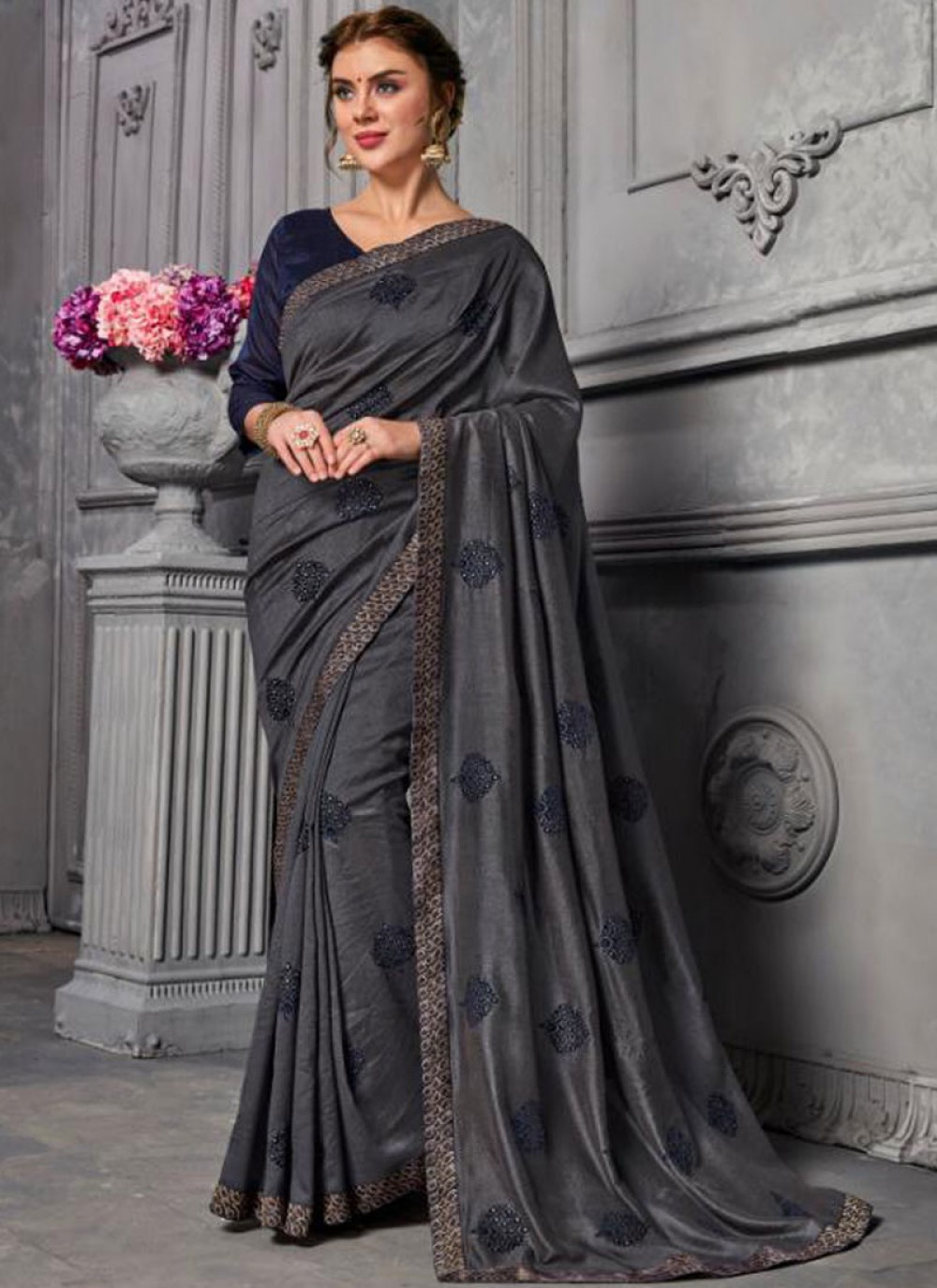 Stone Jacquard Silk Designer Traditional Saree