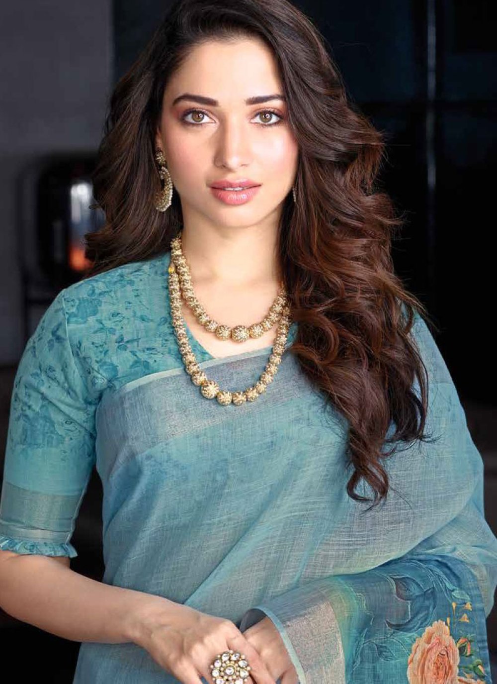 tamanna bhatia in blue saree