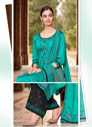 Turquoise Thread Palazzo Designer Salwar Suit