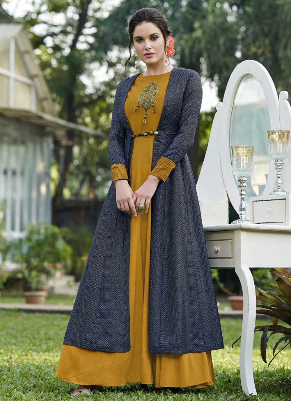 Tussar silk shop gown