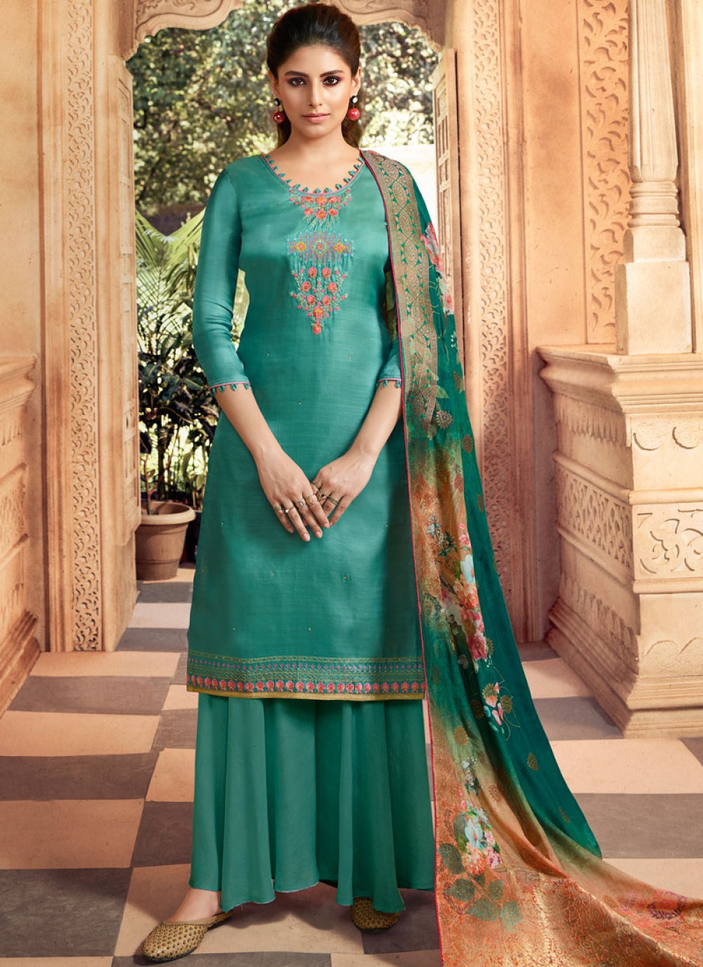Designer Georgette With Sequence Embroidery Work Pakistani Suit Mehndi Color  DN 129
