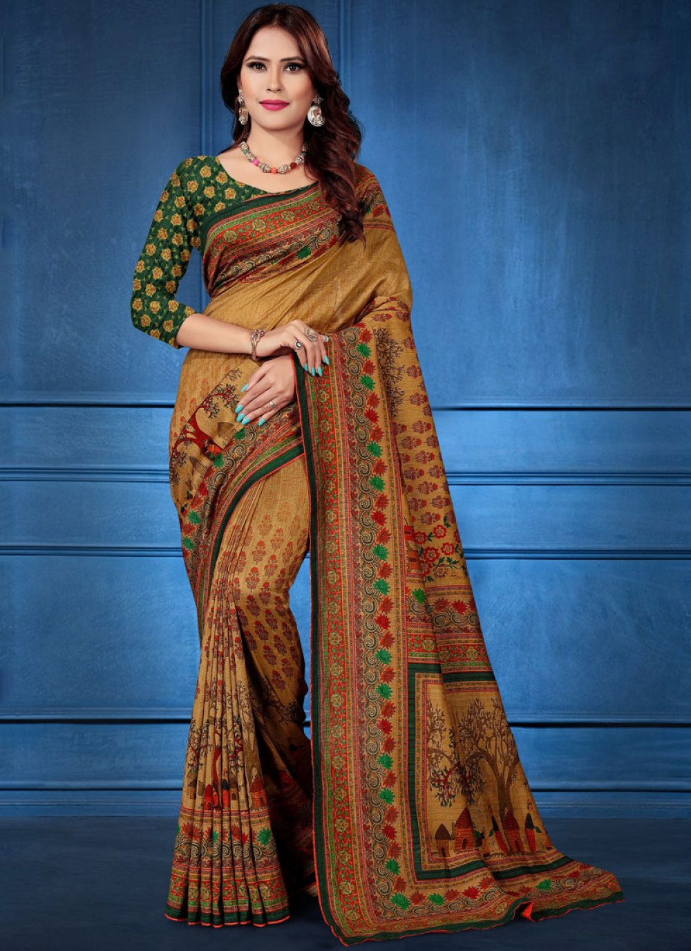 Tussar Silk Multi Colour Designer Saree