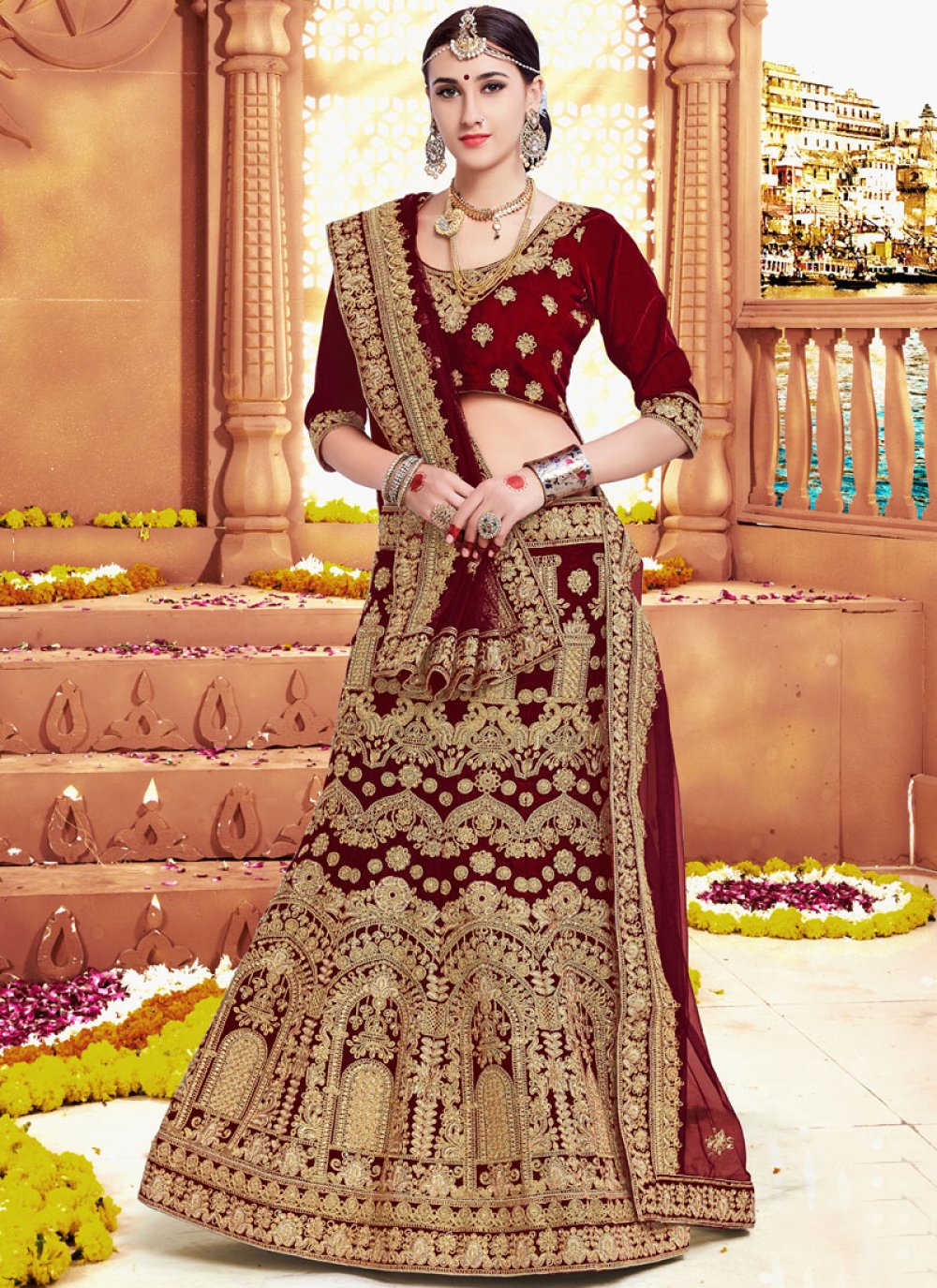 lehenga choli designs for heavy bust