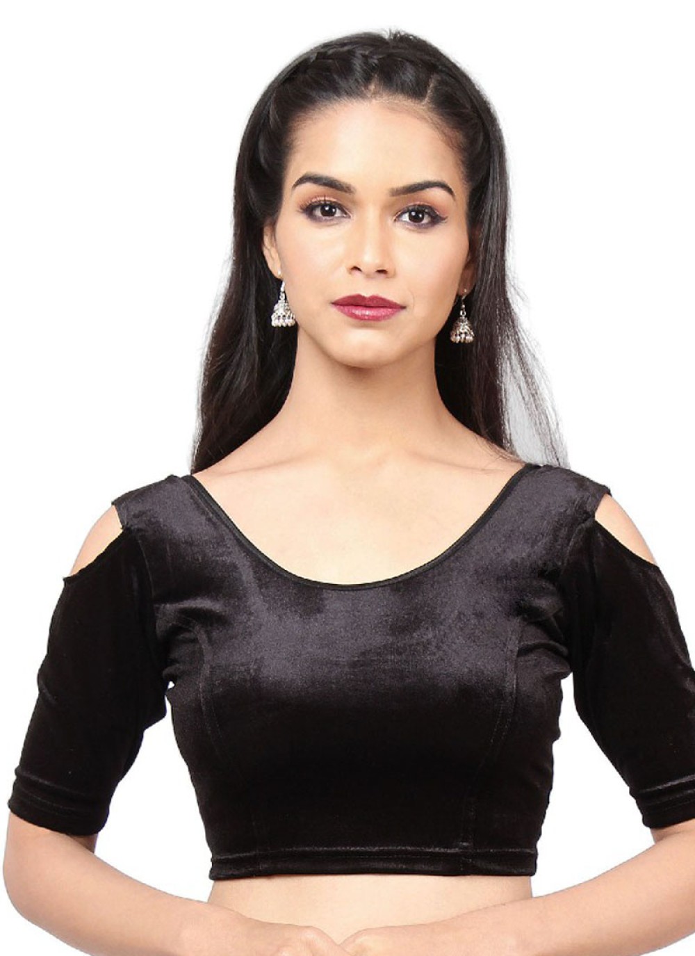 Shop Online Velvet Plain Black Designer Blouse : 108475 -