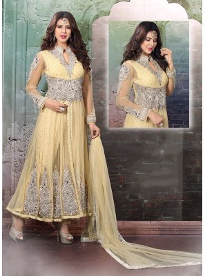 Viscose Cream Anarkali Salwar Suit