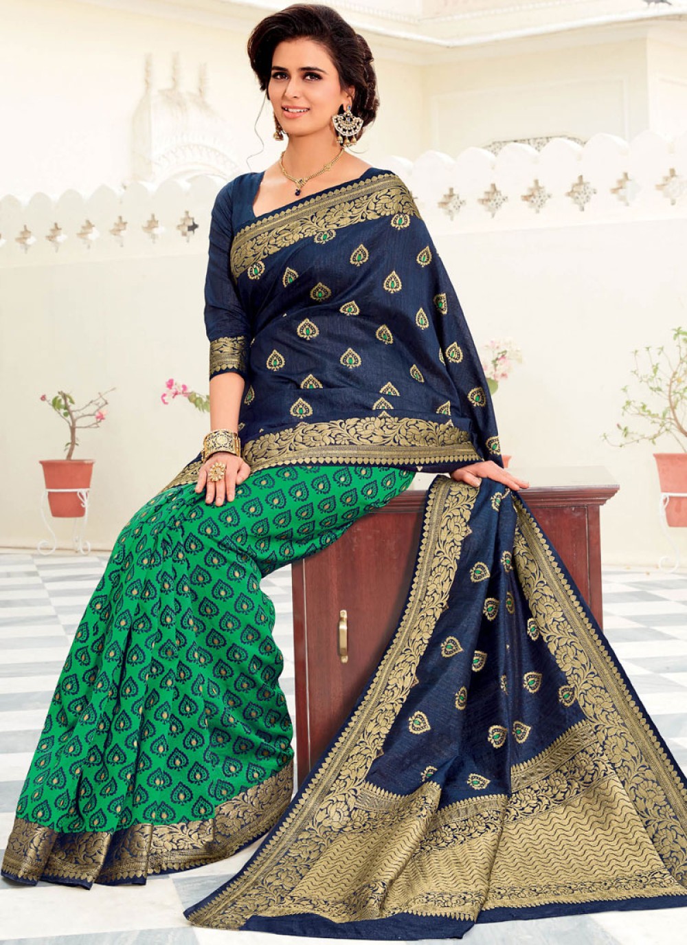 Bottle Green Half Saree • Anaya Designer Studio | Sarees, Gowns And Lehenga  Choli