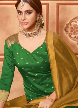 Weaving Green Churidar Suit 