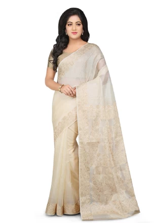 Weaving Off White Art Banarasi Silk Designer Traditional Saree