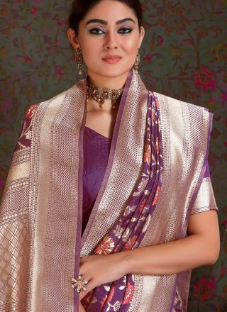 Weaving Purple Art Silk Designer Traditional Saree