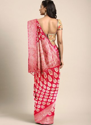 Weaving Red Banarasi Silk Casual Saree