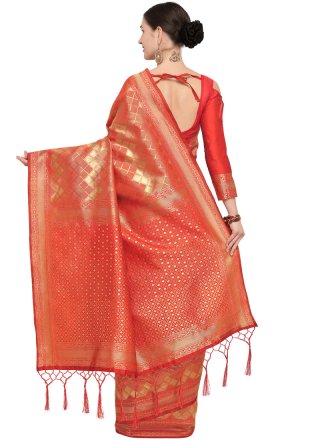 Weaving Red Designer Traditional Saree
