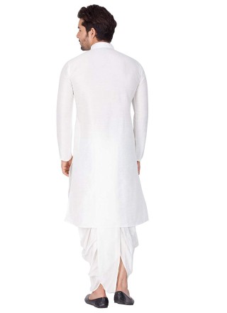White Art Dupion Silk Kurta Pyjama