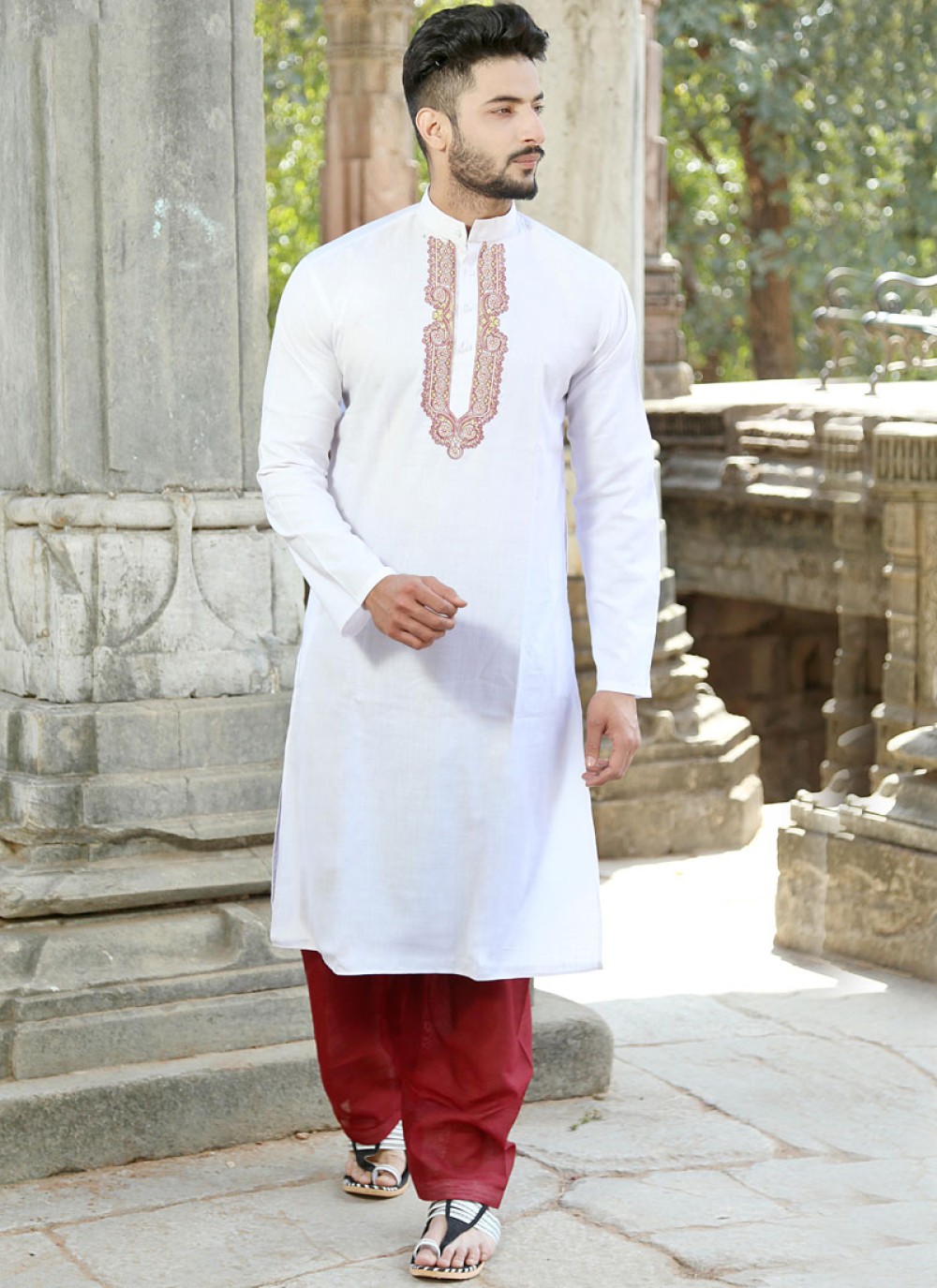 White Cotton Kurta Pyjama buy online