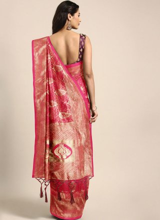 Woven Art Silk Hot Pink Traditional Designer Saree