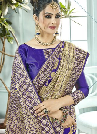 Woven Blue Traditional Designer Saree