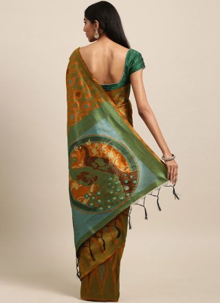 Woven Mustard Art Silk Designer Traditional Saree