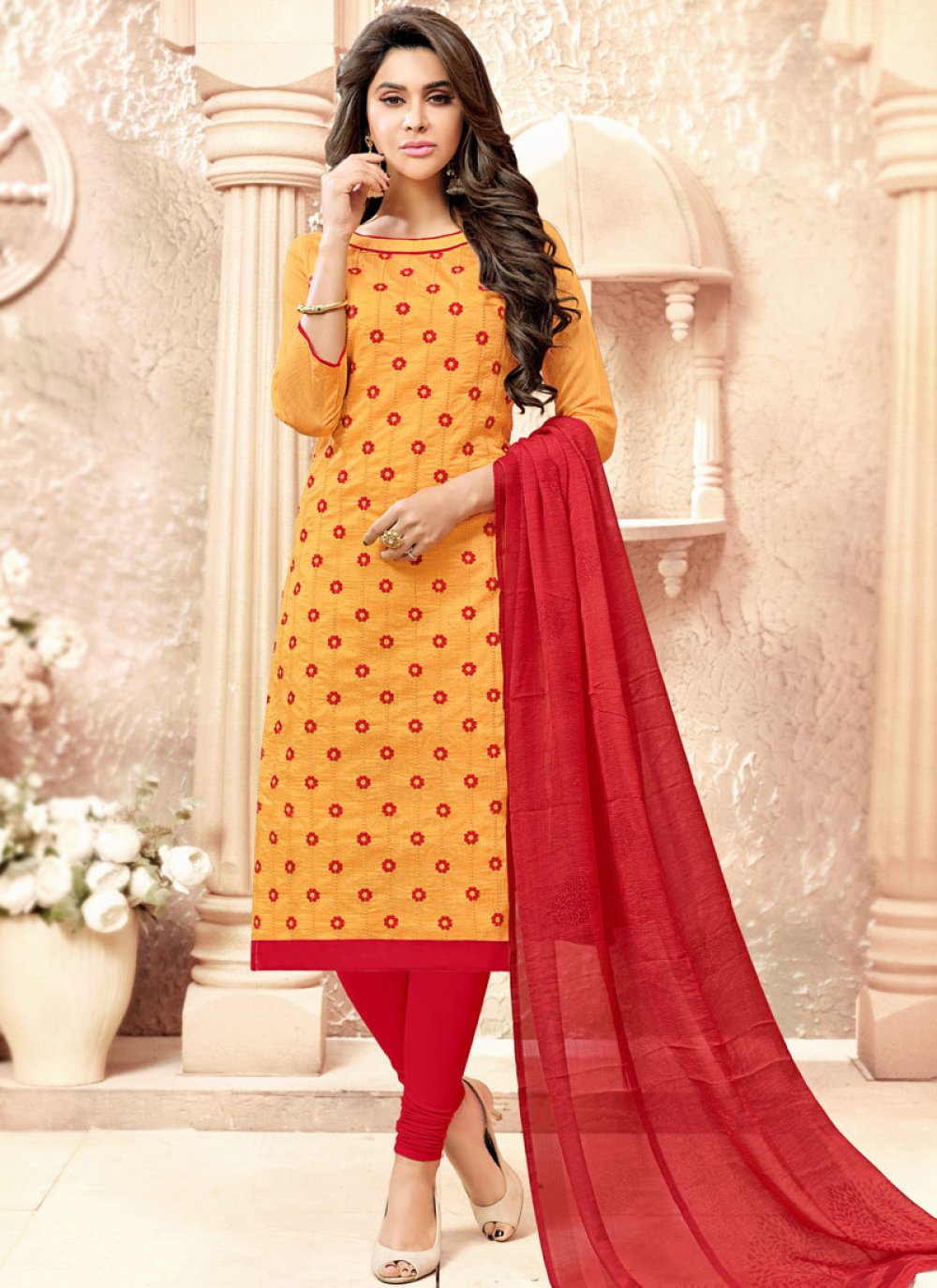 Buy Yellow Churidar Suit Online - Casual Salwar Suits