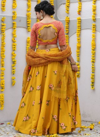 Yellow Fancy Fabric Readymade Lehenga Choli