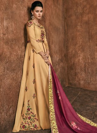 Yellow Mehndi Rayon Anarkali Salwar Suit