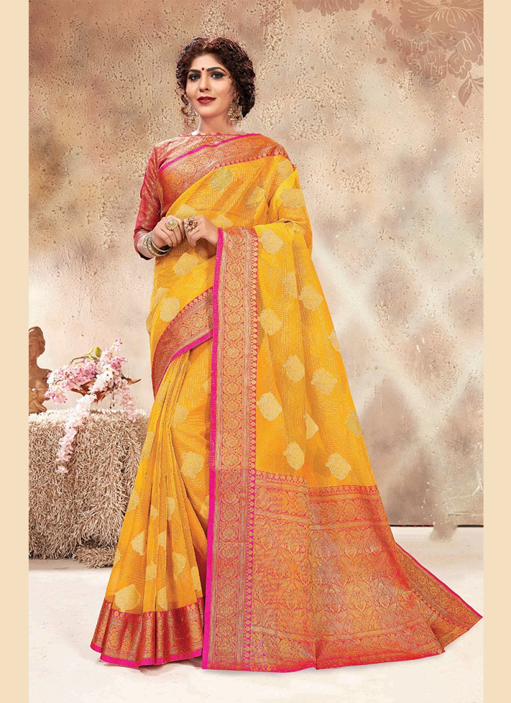 Buy Online Yellow Traditional Saree : 134891 - Saree