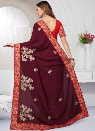 Zari Maroon Classic Saree