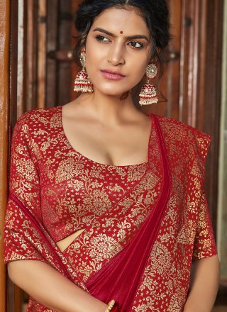Art Silk Classic Designer Saree in Red