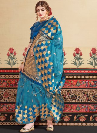 Art Silk Designer Traditional Saree in Turquoise
