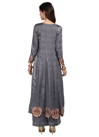 Art Silk Grey Thread Designer Pakistani Suit