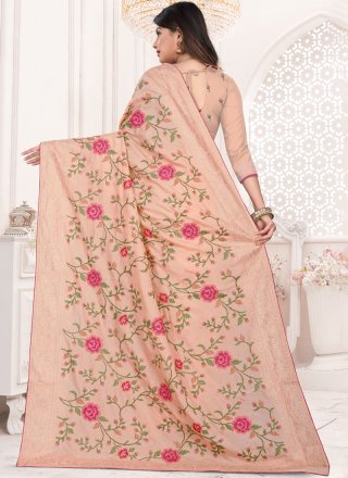 Art Silk Peach Designer Traditional Saree