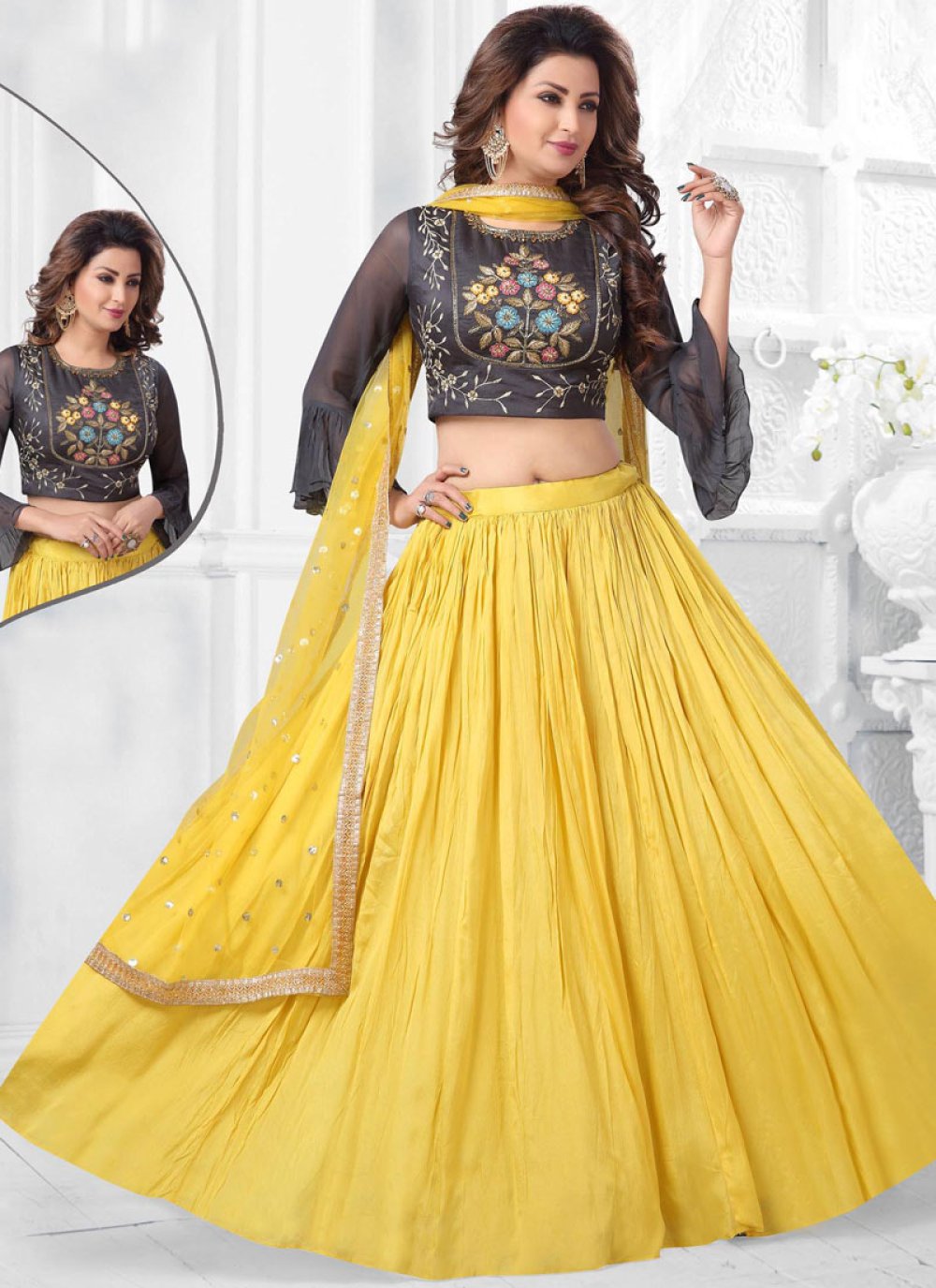 Buy Yellow sabyasachi Lehenga Choli Online at EthnicPlus for ₹2,499