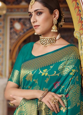 Art Silk Weaving Traditional Designer Saree in Green