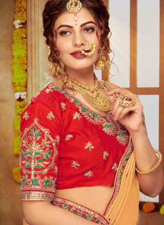 Banarasi Silk Cream Designer Saree