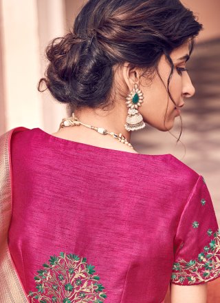 Banarasi Silk Pink Woven Trendy Saree