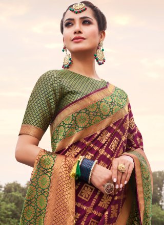Banarasi Silk Trendy Saree in Violet