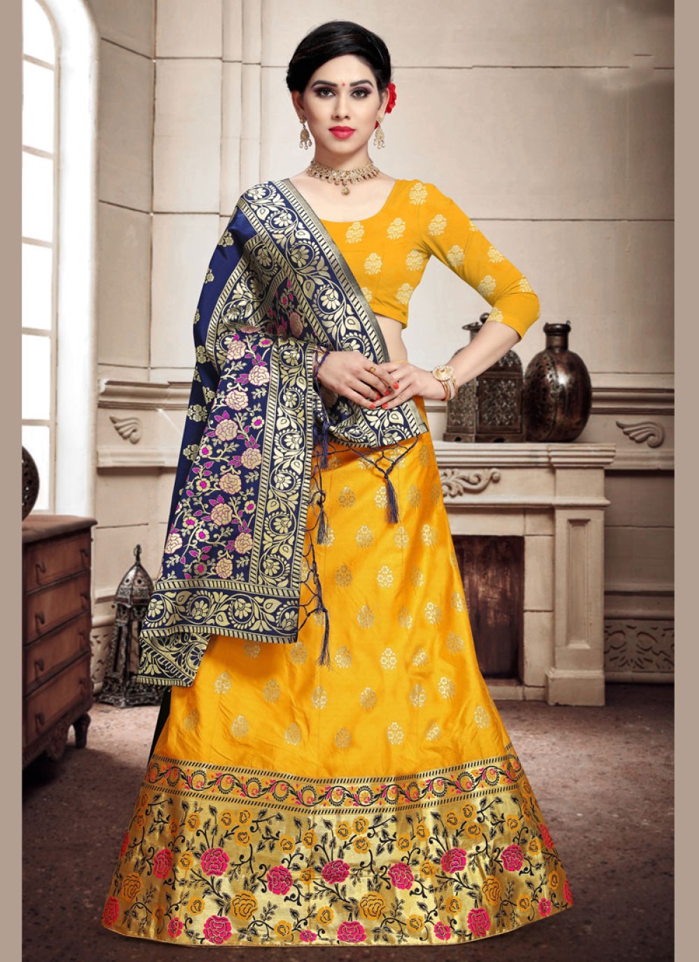 Buy Banarasi Silk Weaving Lehenga Choli : 147824