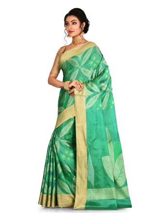 Banarasi Silk Weaving Trendy Saree in Green
