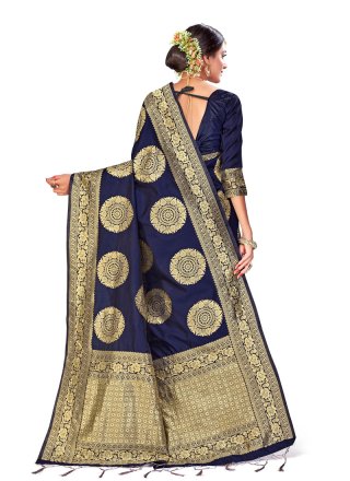 Banarasi Silk Woven Saree in Navy Blue
