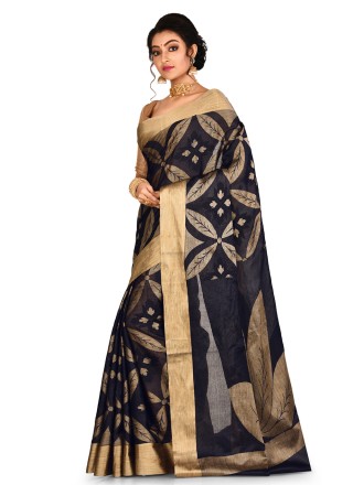 Black Banarasi Silk Weaving Contemporary Saree