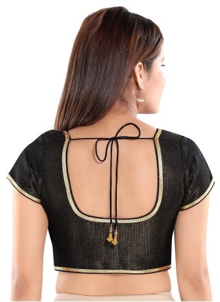 Black Embroidered Art Silk Blouse