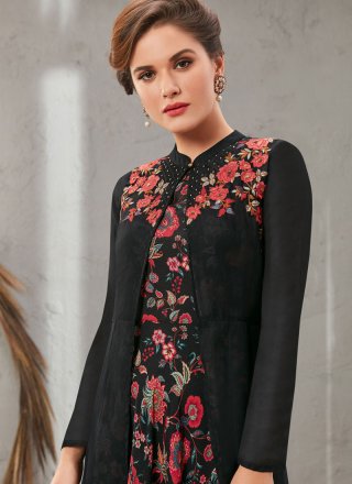 Black Embroidered Gown 
