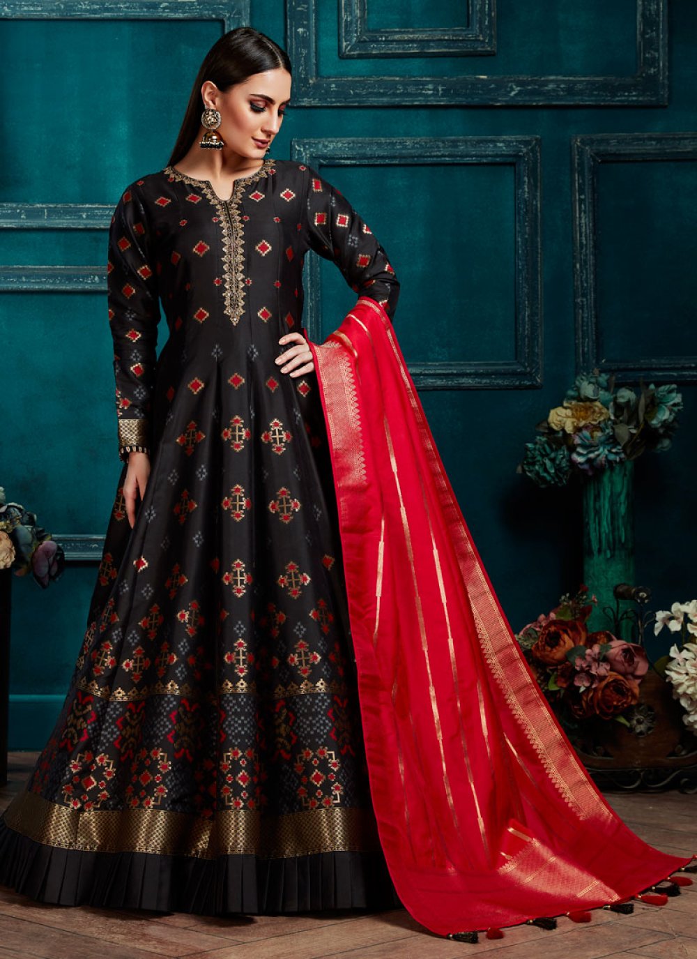 black silk anarkali