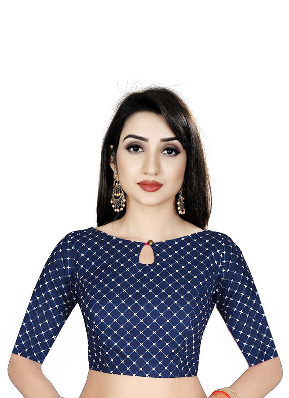 navy blue satin blouse