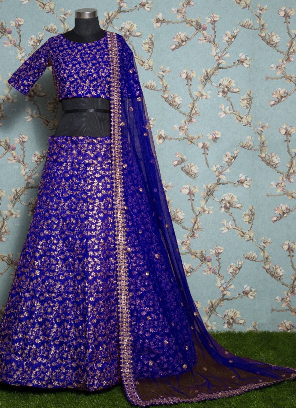 Buy Blush Pink Lehenga Choli Made With Self-Striped Satin Material And  Intricate Hand Embroidery