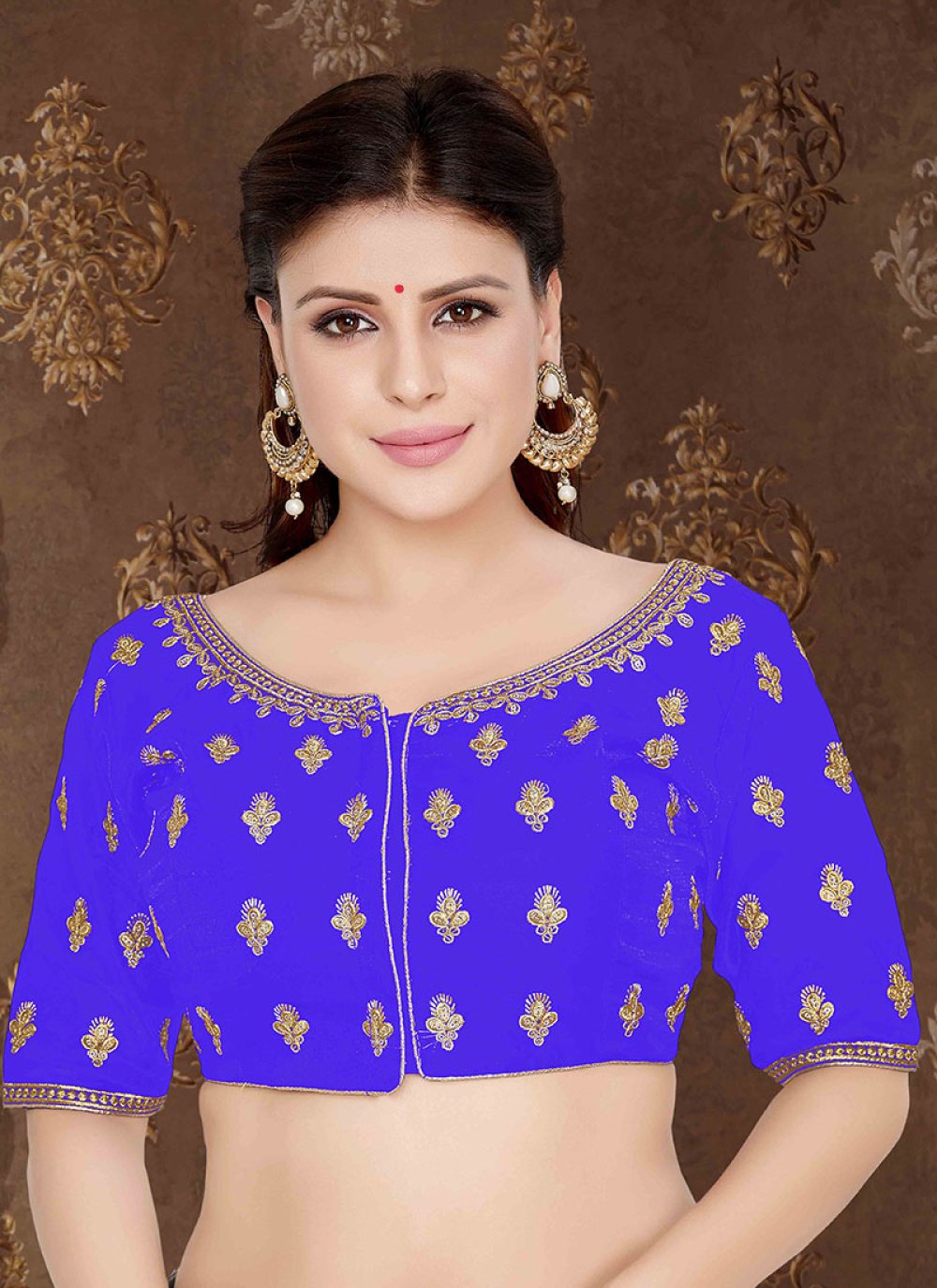 Buy Online Blue Art Silk Embroidered Blouse : 149016